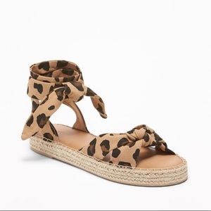 Leopard espadrille flat sandal